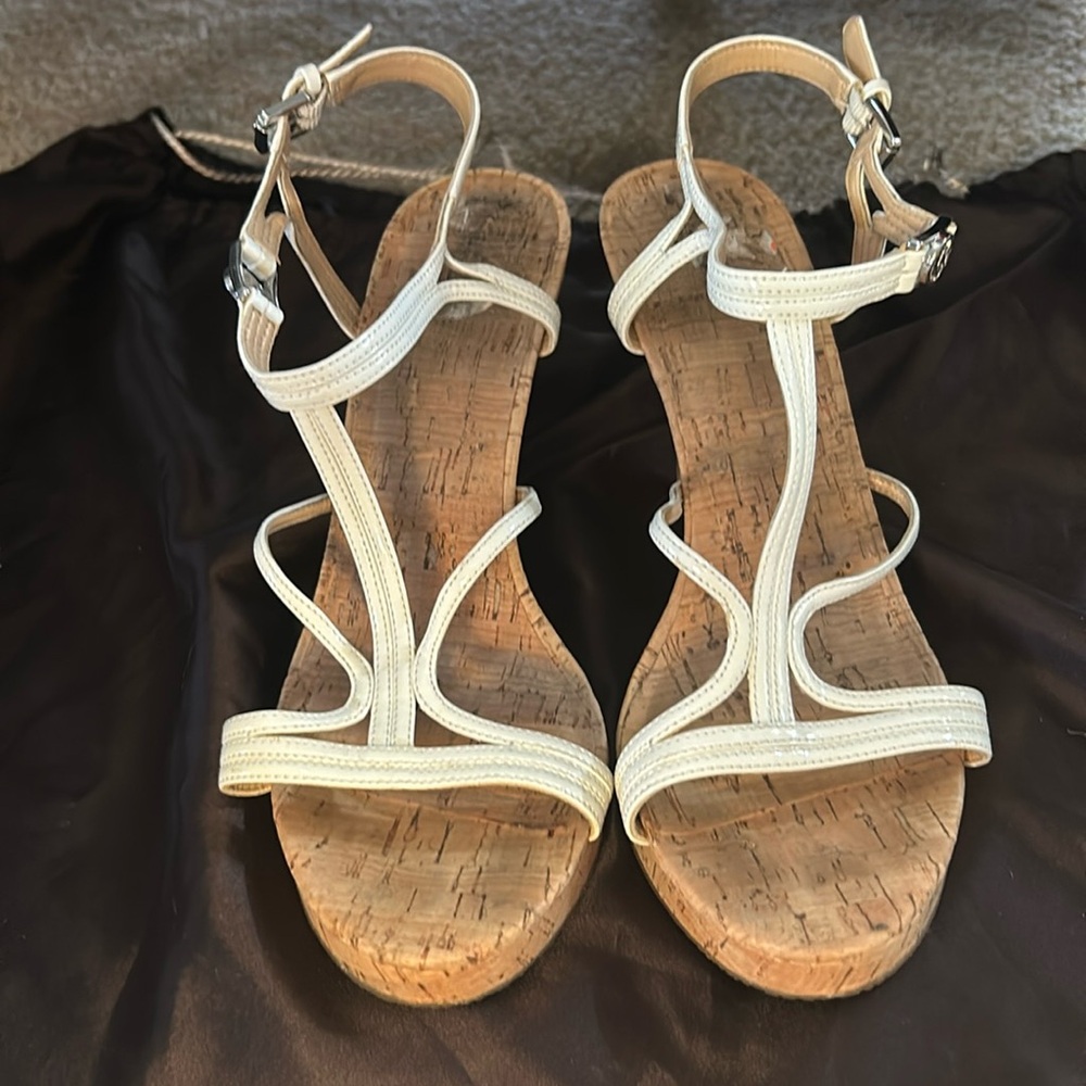 White Michael Kors wedge sandals